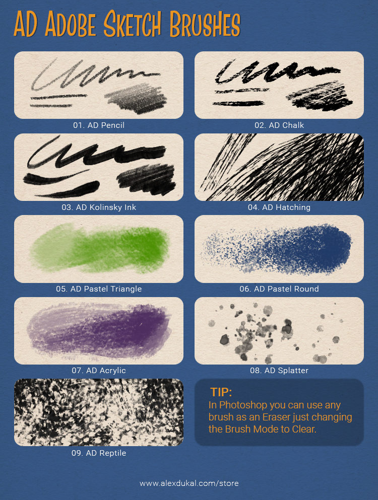 AD Adobe Sketch Free Brushes - Reference Sheet
